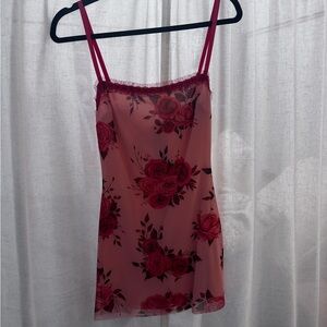 NWT Guizo Mesh Dress, pink flowers